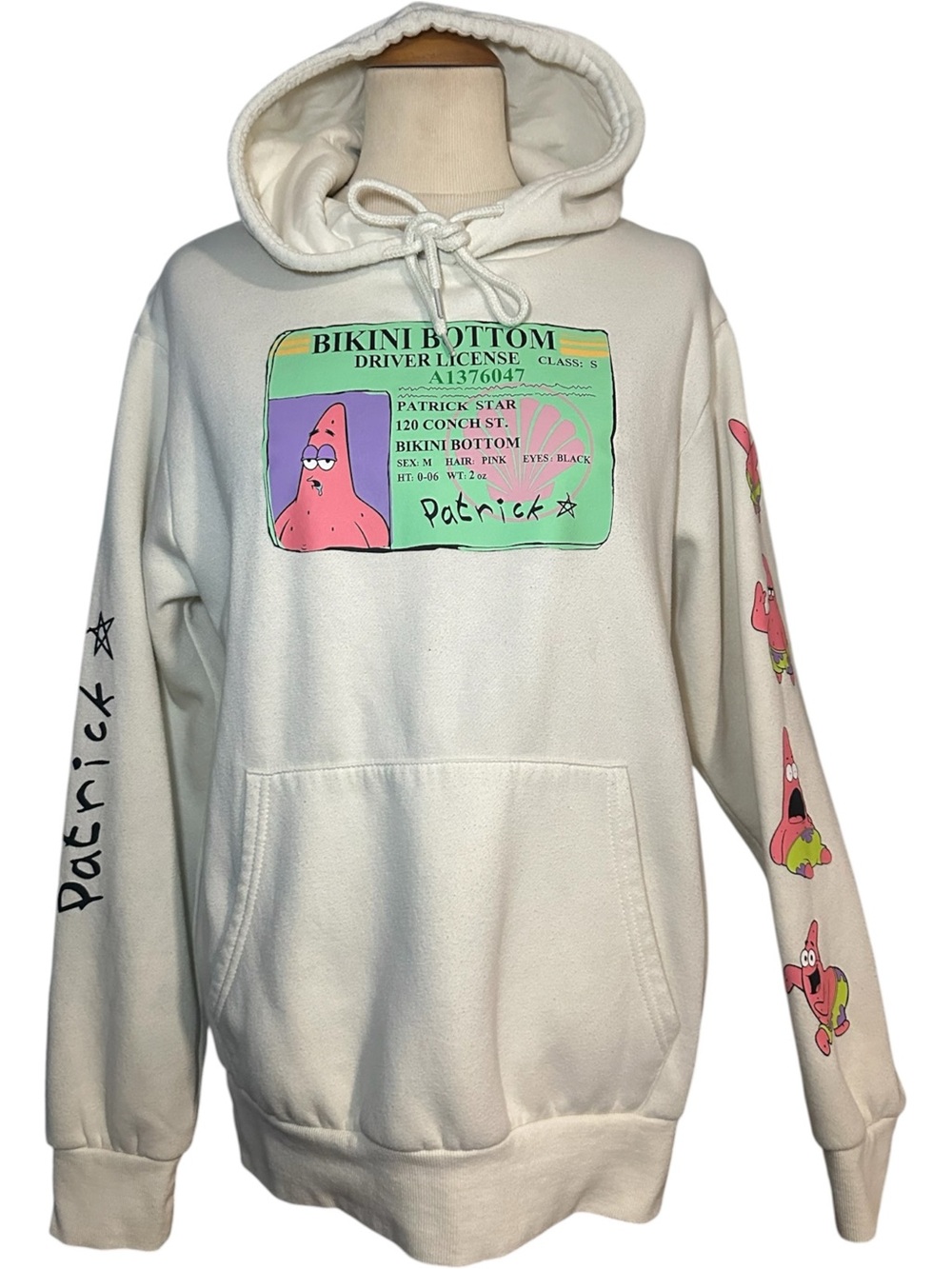 Nickelodeon Patrick Star Bikini Bottom Drivers License Hoodie Cream Size M